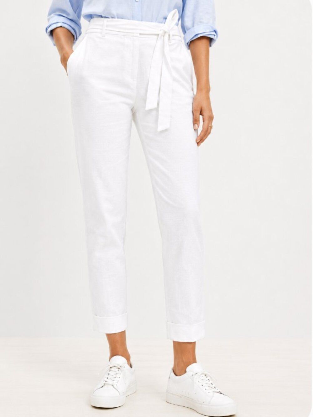 LOFT Devin Tie Waist Slim Curvy Pants in Twill - Size 10 - NWT